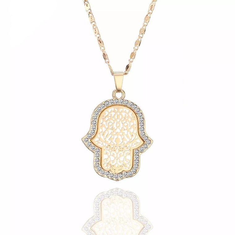 Collar Dije Mujer Mano De Hamsa X204 3