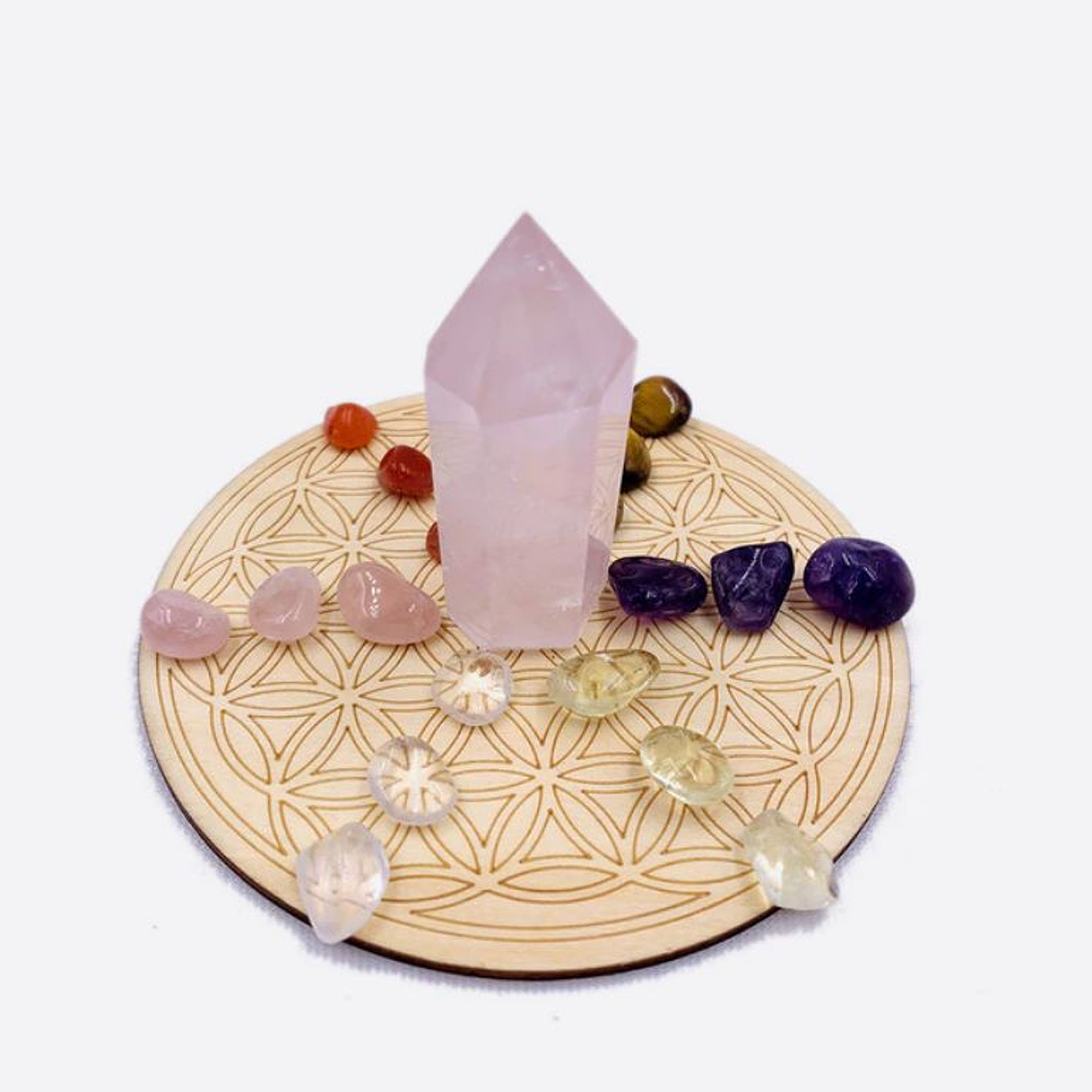 Set Varita Y Piedras Equilibrio Cuarzo Rosa BH06421 1