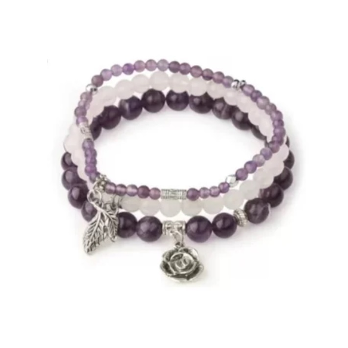 Conjunto Pulseras Cuentas Amatista 4 6 8mm G501 1