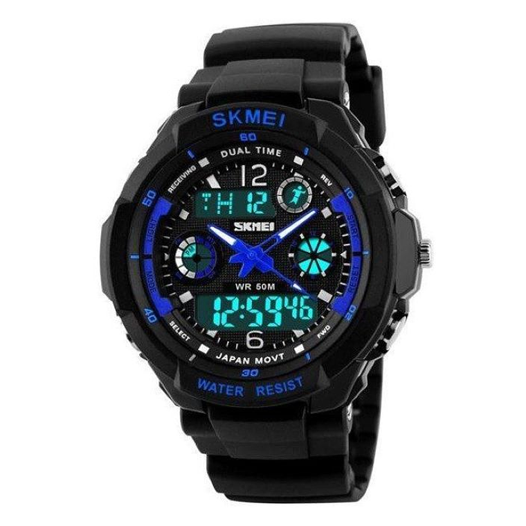 SKMEI 0931 Reloj Hombre Digital Analogo Cuarzo Negro Azul 1