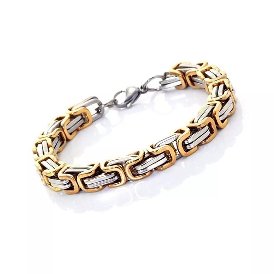 Pulsera Acero Inoxidable Bizantina Dorada Plateada 1