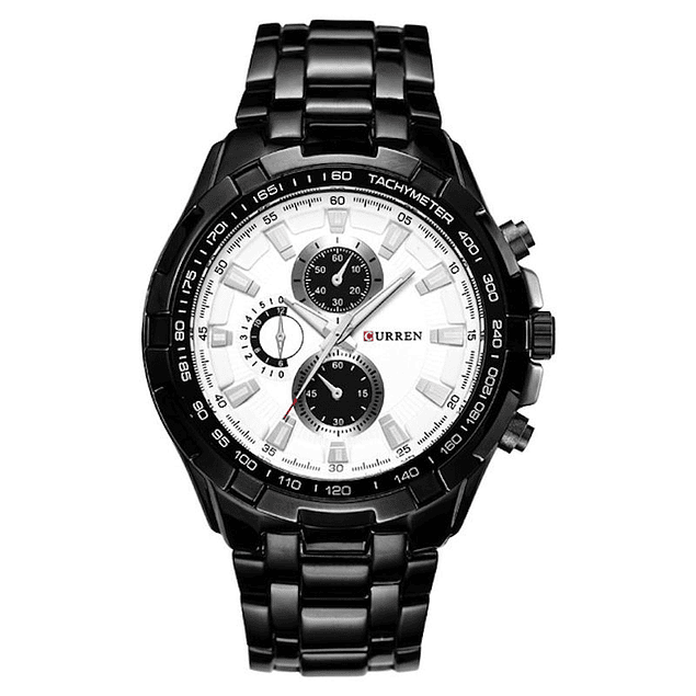 Reloj Cuarzo Analogico Militar CURREN 8023 Negro Blanco