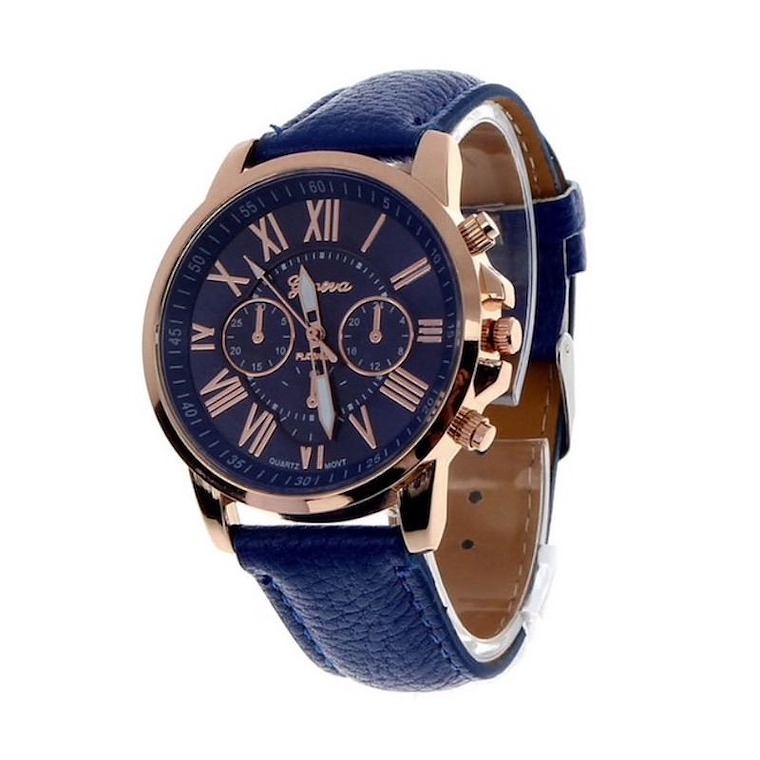 Reloj Mujer Analogo Numeros Romanos Azul 1