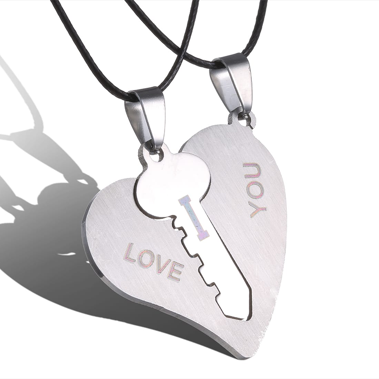 Dije Parejas Corazon Llave - Color Plata 1