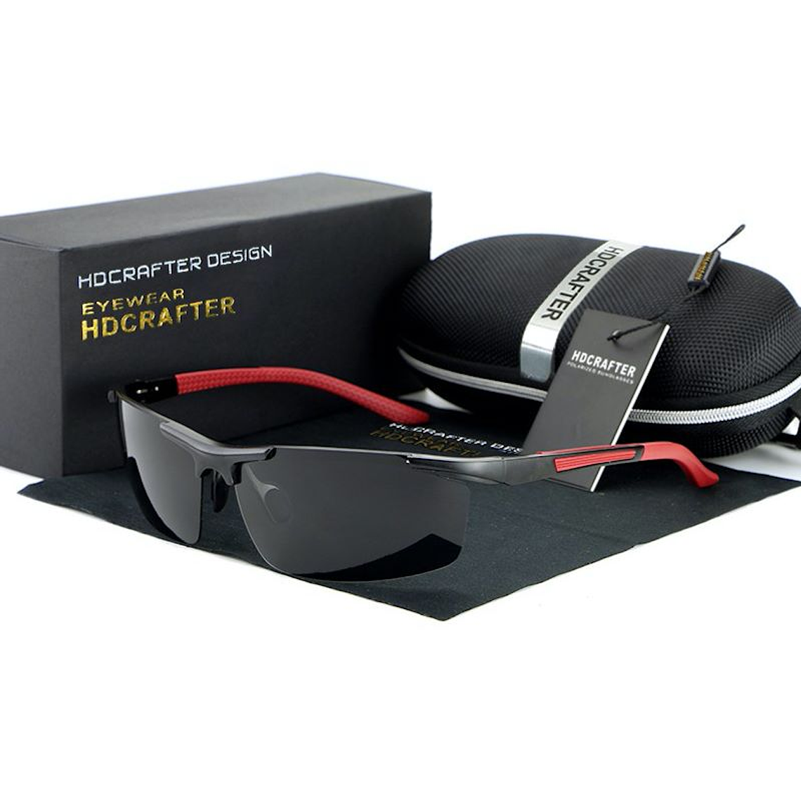 Gafas Lentes Sol Profesionales HDCRAFTER 8530 Negro Rojo 1
