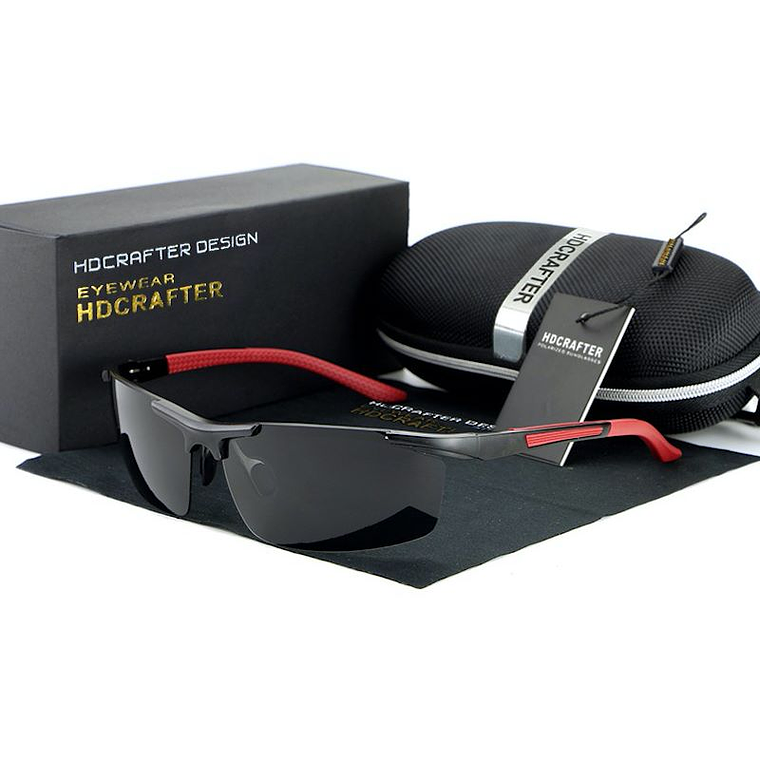 Gafas Lentes Sol Profesionales HDCRAFTER 8530 Negro Rojo 1
