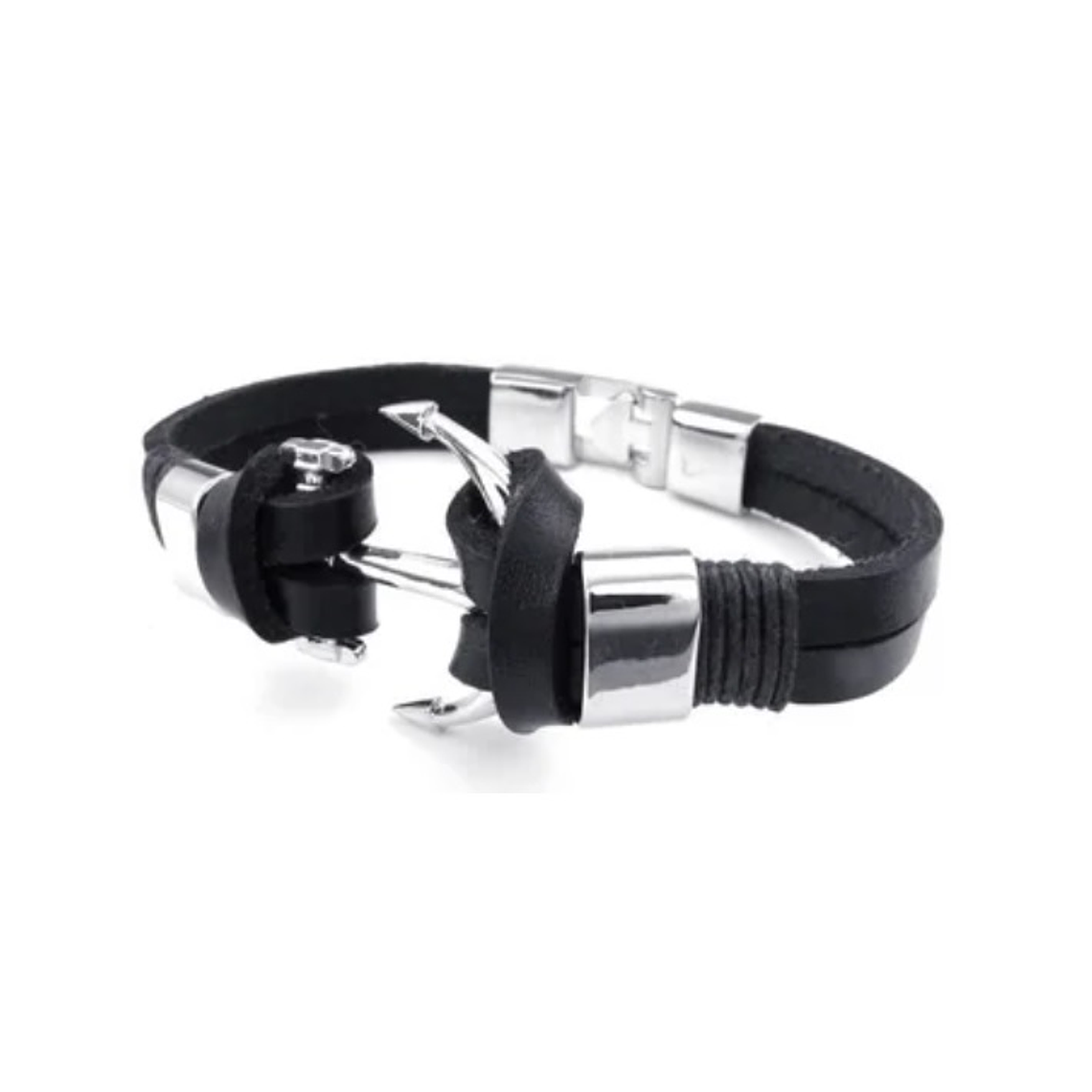 Manilla Cuero Diseño Ancla 1 Color Negro 1