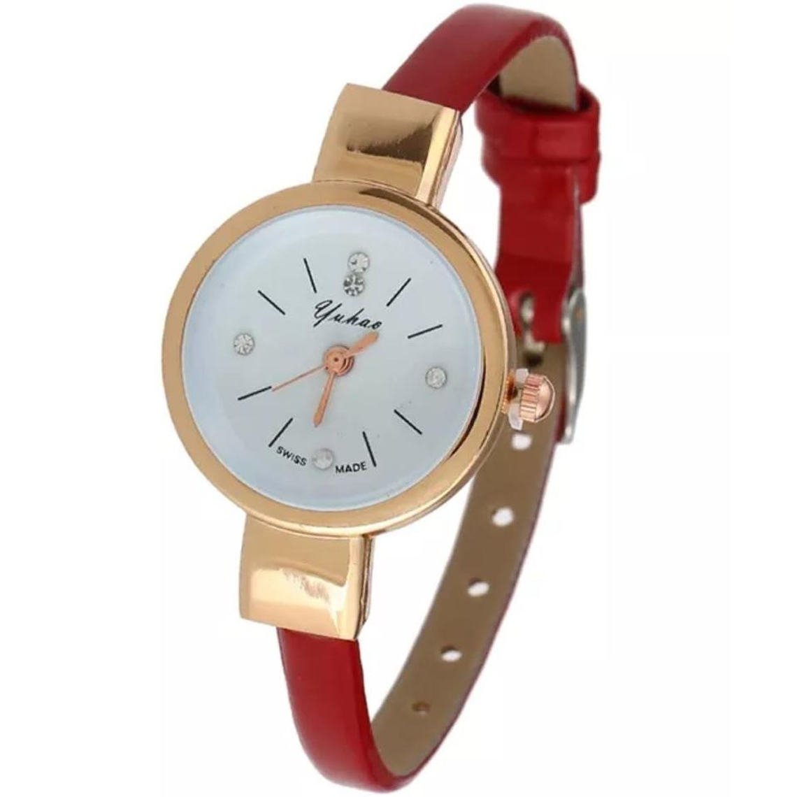 Reloj Pulsera Cuero Mujer Color Rosado Fuerte 1