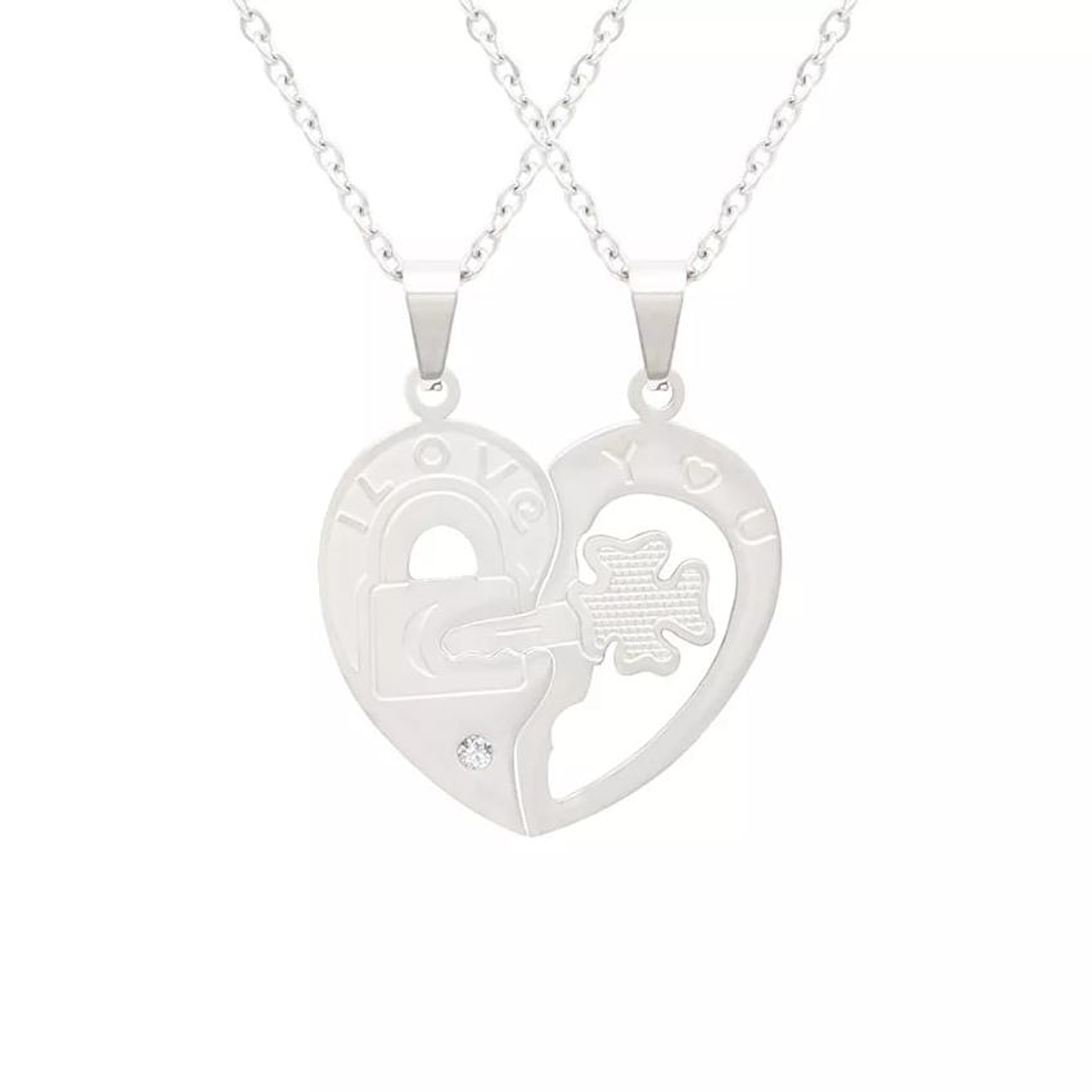 Dijes Cadena Parejas Rompecabeza Acero Inoxidable Plateado D 1