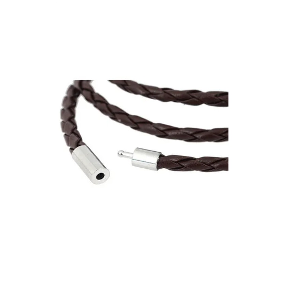 Pulsera En Cuero Entrelazado Color Marron 2