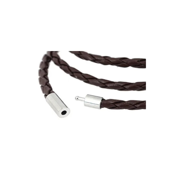 Pulsera En Cuero Entrelazado Color Marron 2