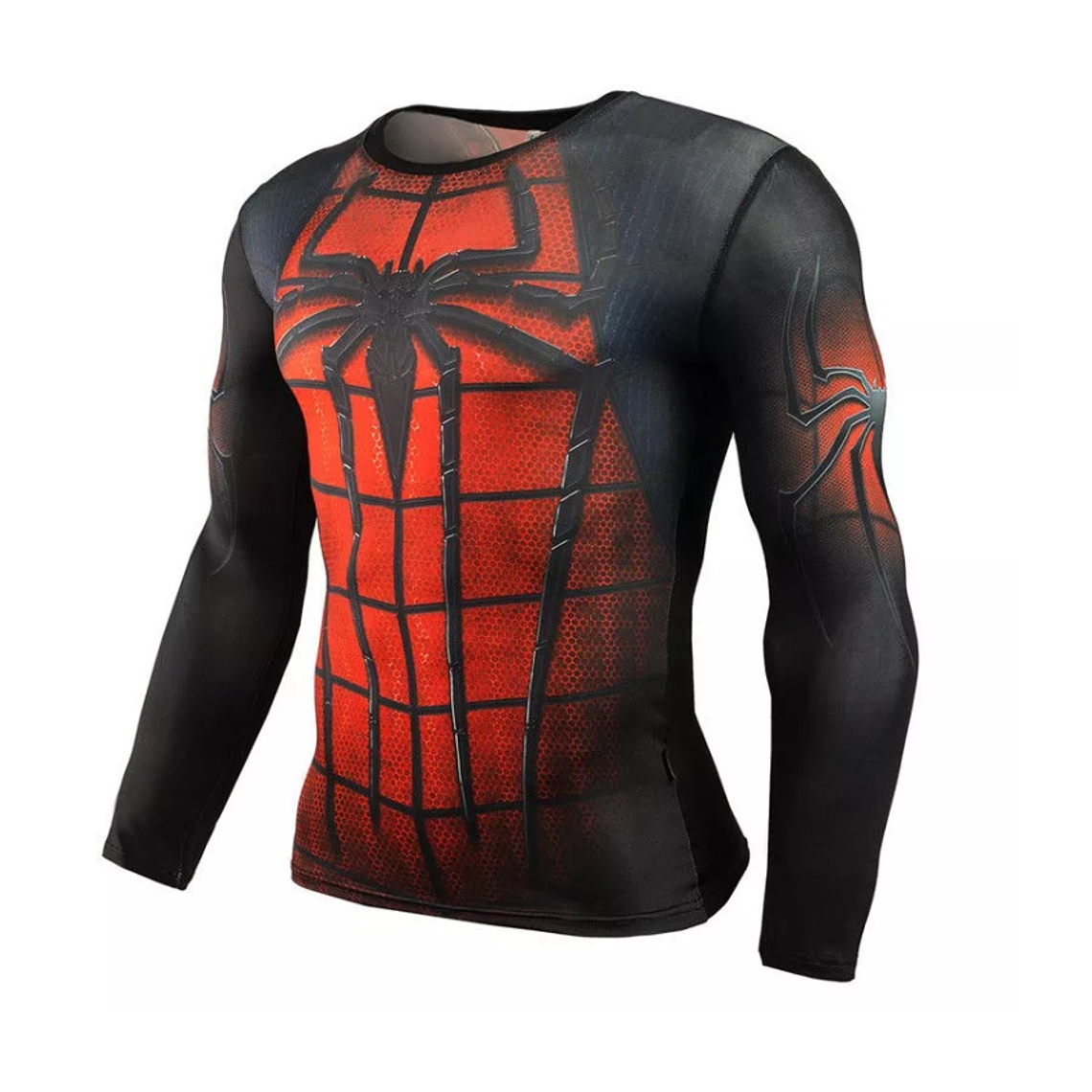 Camiseta UBMD Diseño Superhéroe Slim Fit Manga Larga H.A Negro Rojo 1