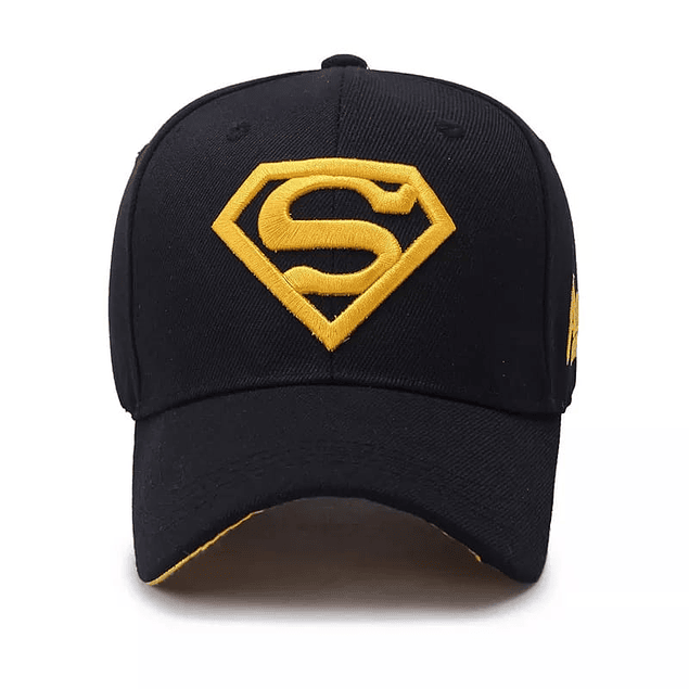 Gorra Beisbol Superman Poliester Negro Logo Amarillo 