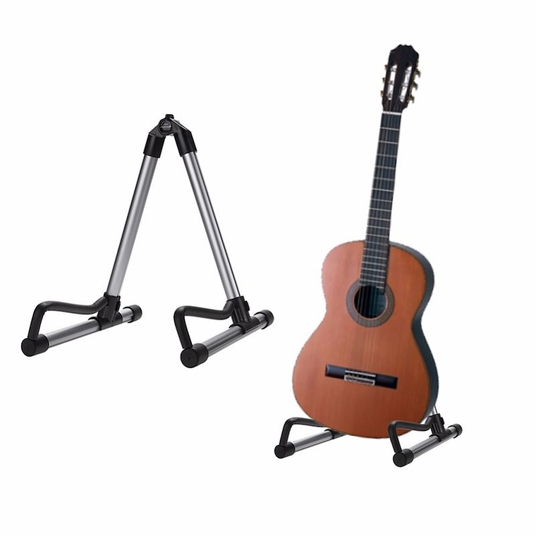 Soporte Guitarra Electrica Acustica Plegable Universal Gris 2