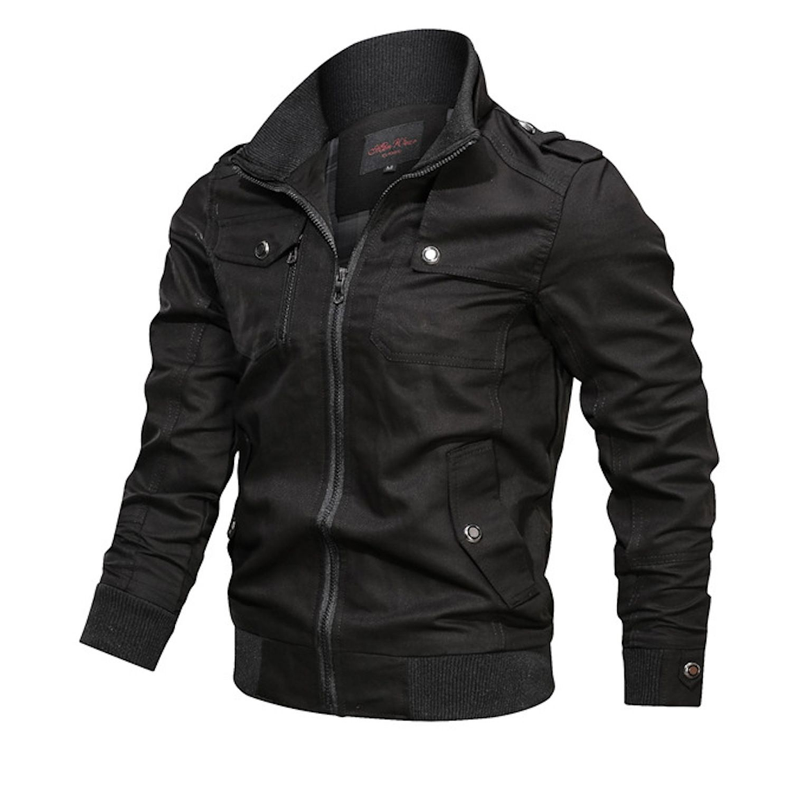 Chaqueta Tipo Militar Piloto Hombres Algodon 226-C03 Negro 1