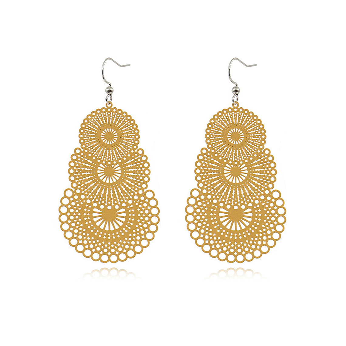 Aretes Filigrana UBMD Mujer Flor Geometrica Apilada BH32421 1