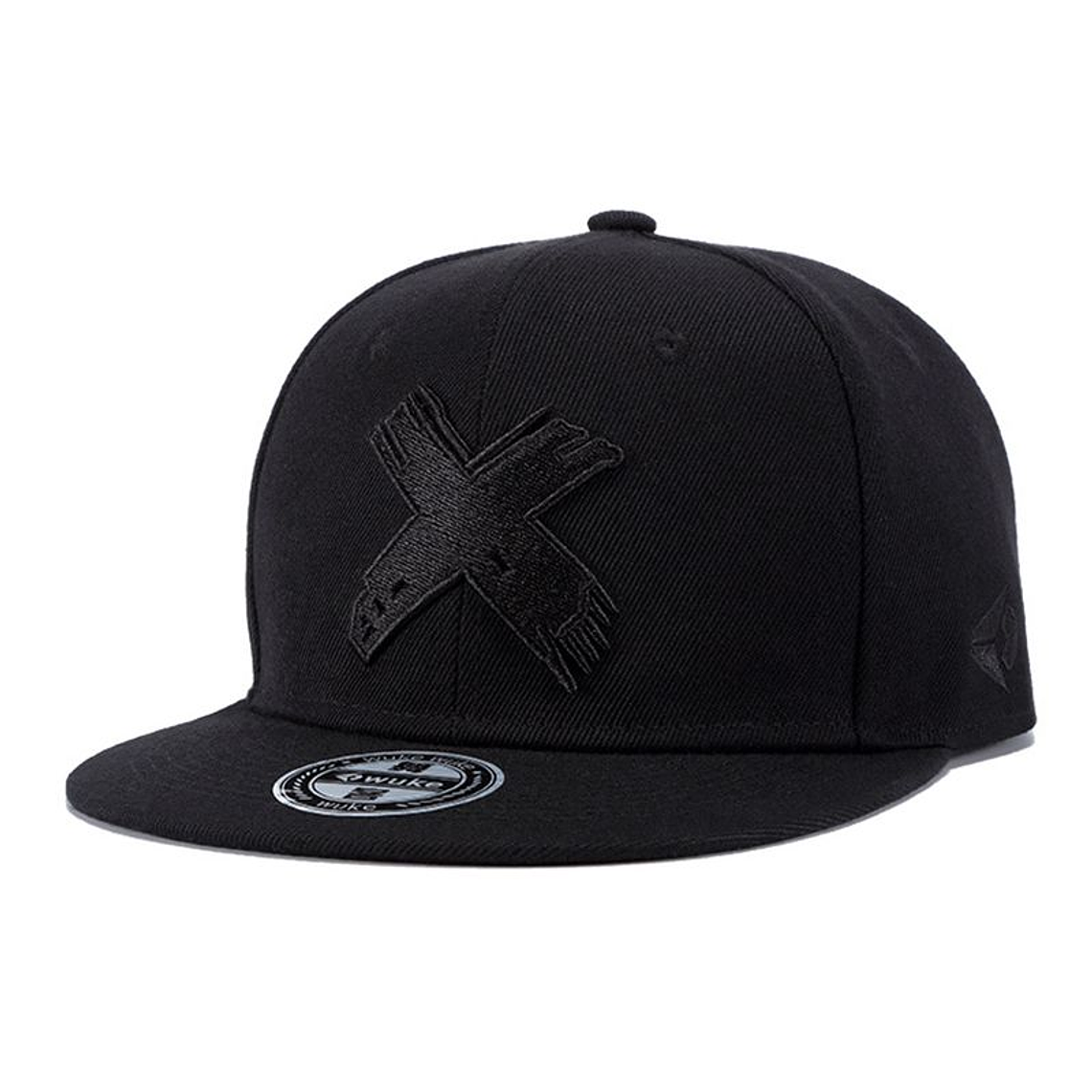 Gorra Plana Beisbol Hip Hop Unisex Algodon Bordado 3D Negro 4