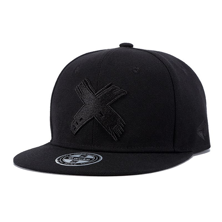 Gorra Plana Beisbol Hip Hop Unisex Algodon Bordado 3D Negro 4