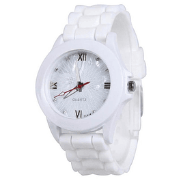 Reloj Mujer Cuarzo Deportivo Silicona Blanco