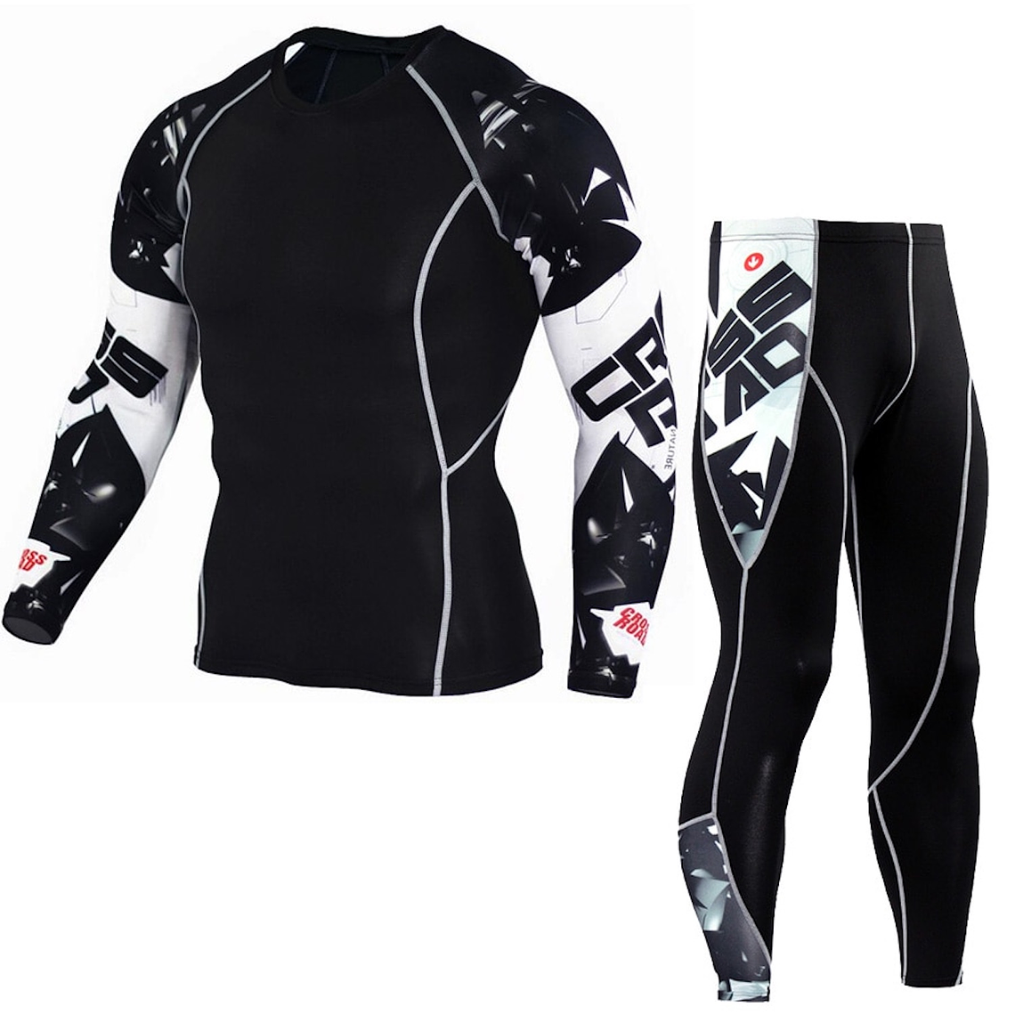 Conjunto Deportivo Compresion Hombre Camiseta Pantalon 746 Negro 1