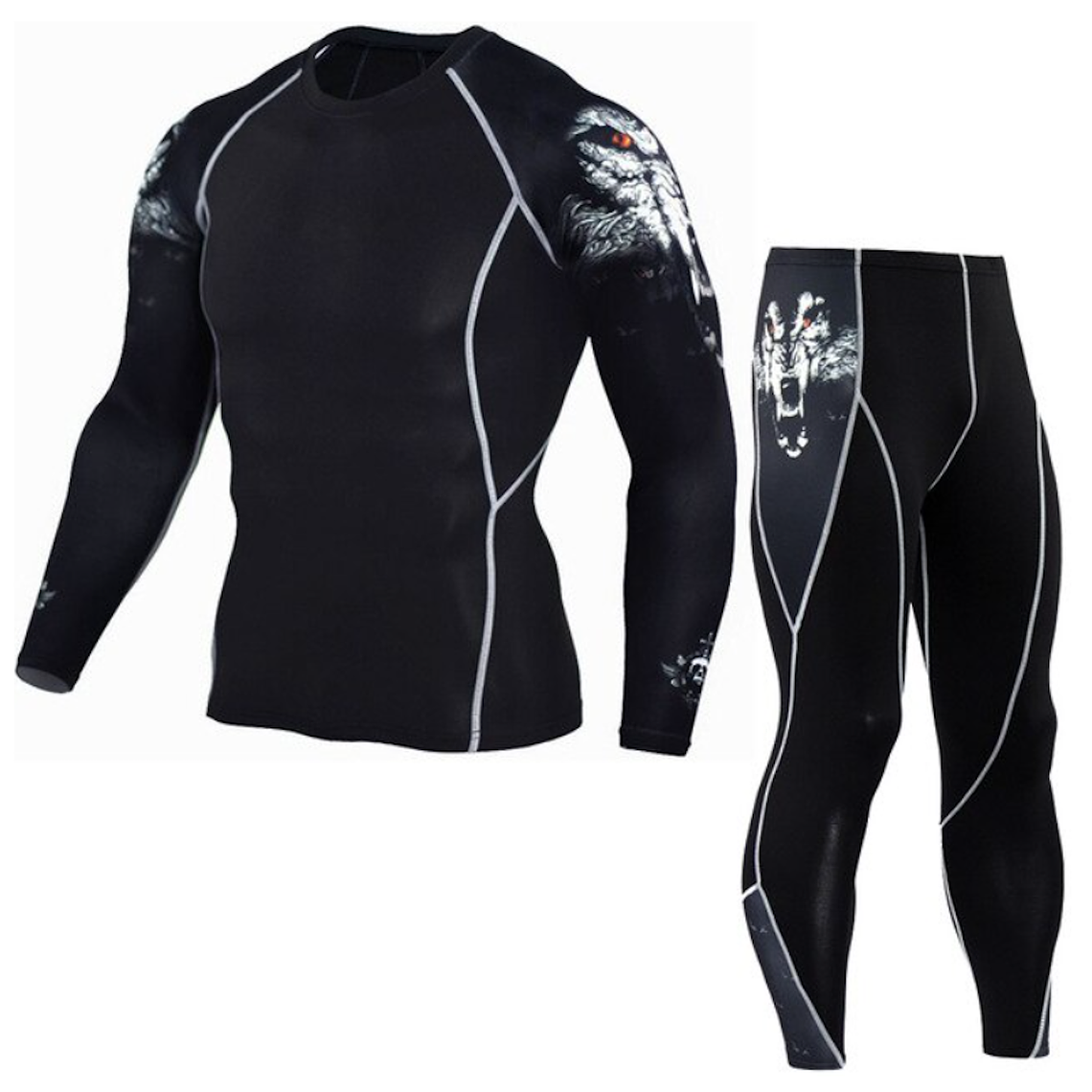 Conjunto Deportivo Compresion Hombre Camiseta Pantalon 721 Negro 1