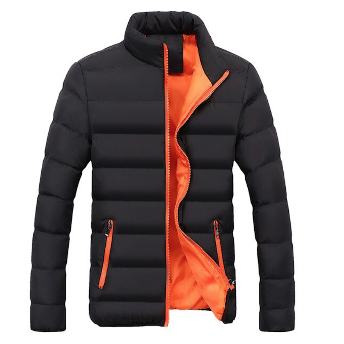 Chaqueta Algodon Hombre Invierno Acolchada 1921 Negro Naranja 1