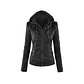 Chaqueta Mujer Cuero PU Gruesa Capota Motocicleta 2287 Negro - Miniatura 1