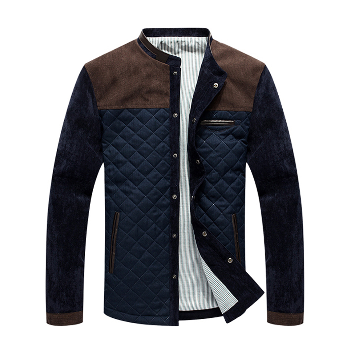 Chaqueta Casual Universitaria Hombres MJ100 Azul Marron 1