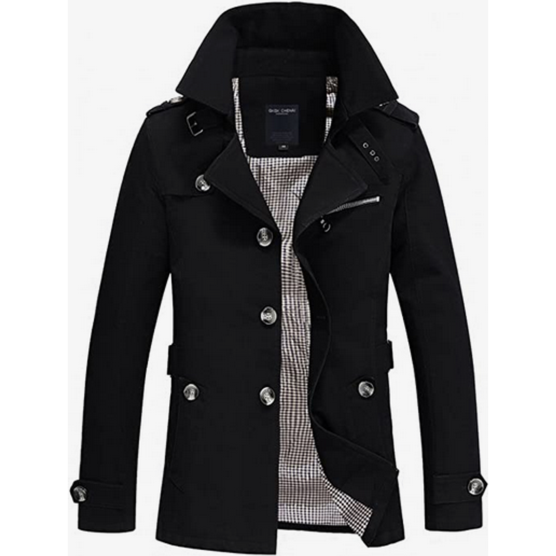 Chaqueta Hombres Casual Slim Fit Algodon Abrigo 8888 Negro 1