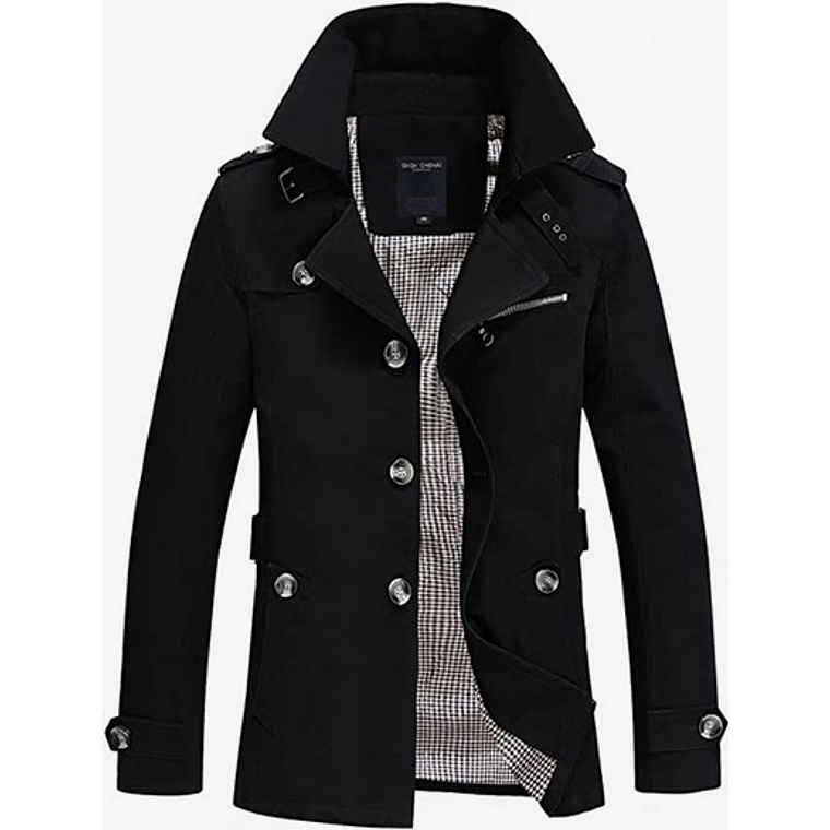 Chaqueta Hombres Casual Slim Fit Algodon Abrigo 8888 Negro 1
