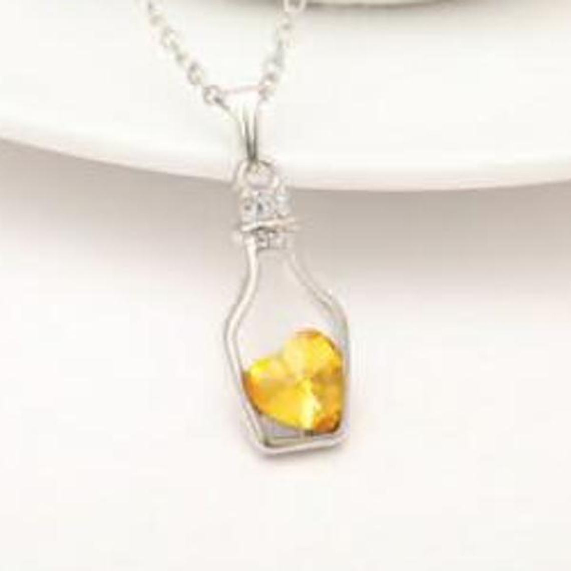 Collar Mujer Diseño Botella Cristal  Color Plata Amarillo 1