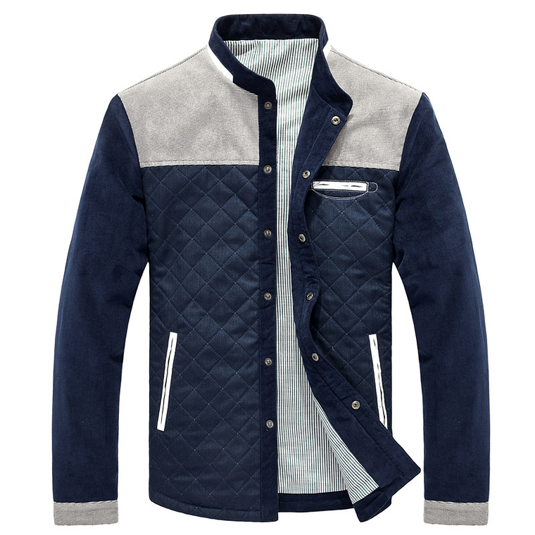 Chaqueta Casual Universitaria Hombres MJ100 Azul Gris 1