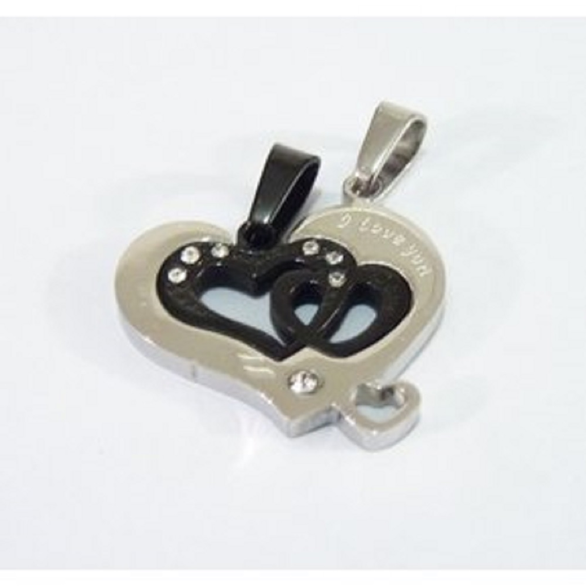 Dije Parejas Diseño Corazon # 1 Color Negro Plata 1