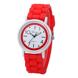 Reloj Mujer Cuarzo Deportivo Silicona Rojo