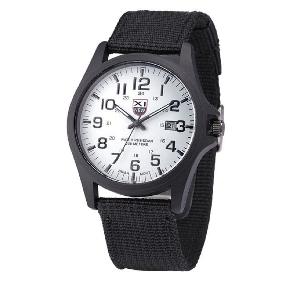 Reloj Análogo Militar Acero Manilla Algodón Color Azul 1