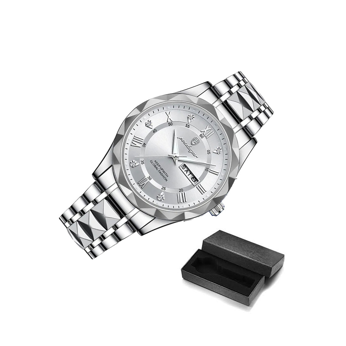 Reloj Hombre POEDAGAR 615 Acero Inoxidable Plateado Blanco 2