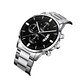 Reloj Hombre Pulsera Lujo Quarzo Acero Inoxidable S6982 Plateado Negro - Miniatura 3