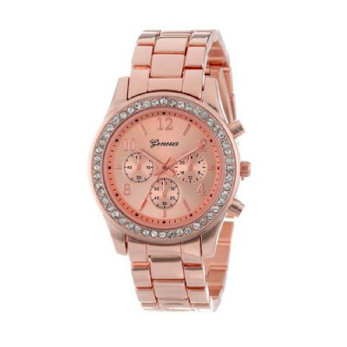 Reloj Casual Mujer Cristales Cuarzo Dorado Rosa 1