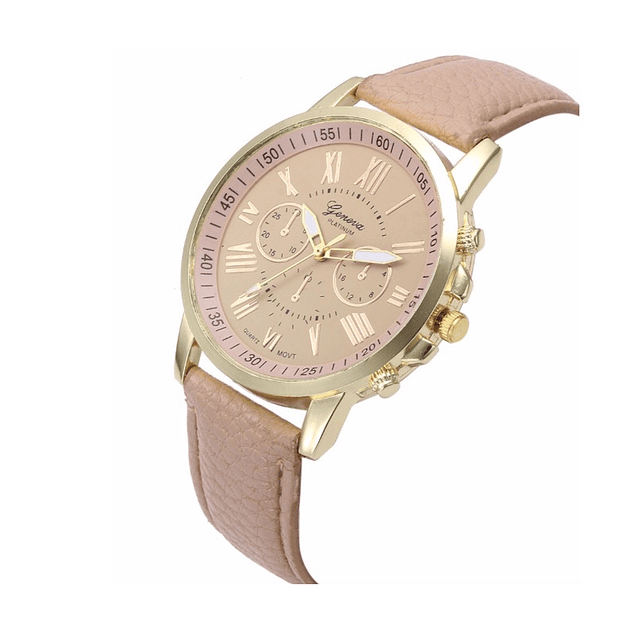 Reloj Mujer Analogo Numeros Romanos Beige