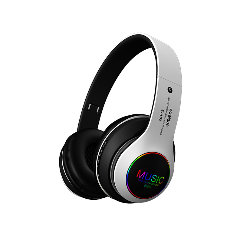 Audifonos Microfono Ajustables Gaming Inalambricos ST L63 Blanco 1