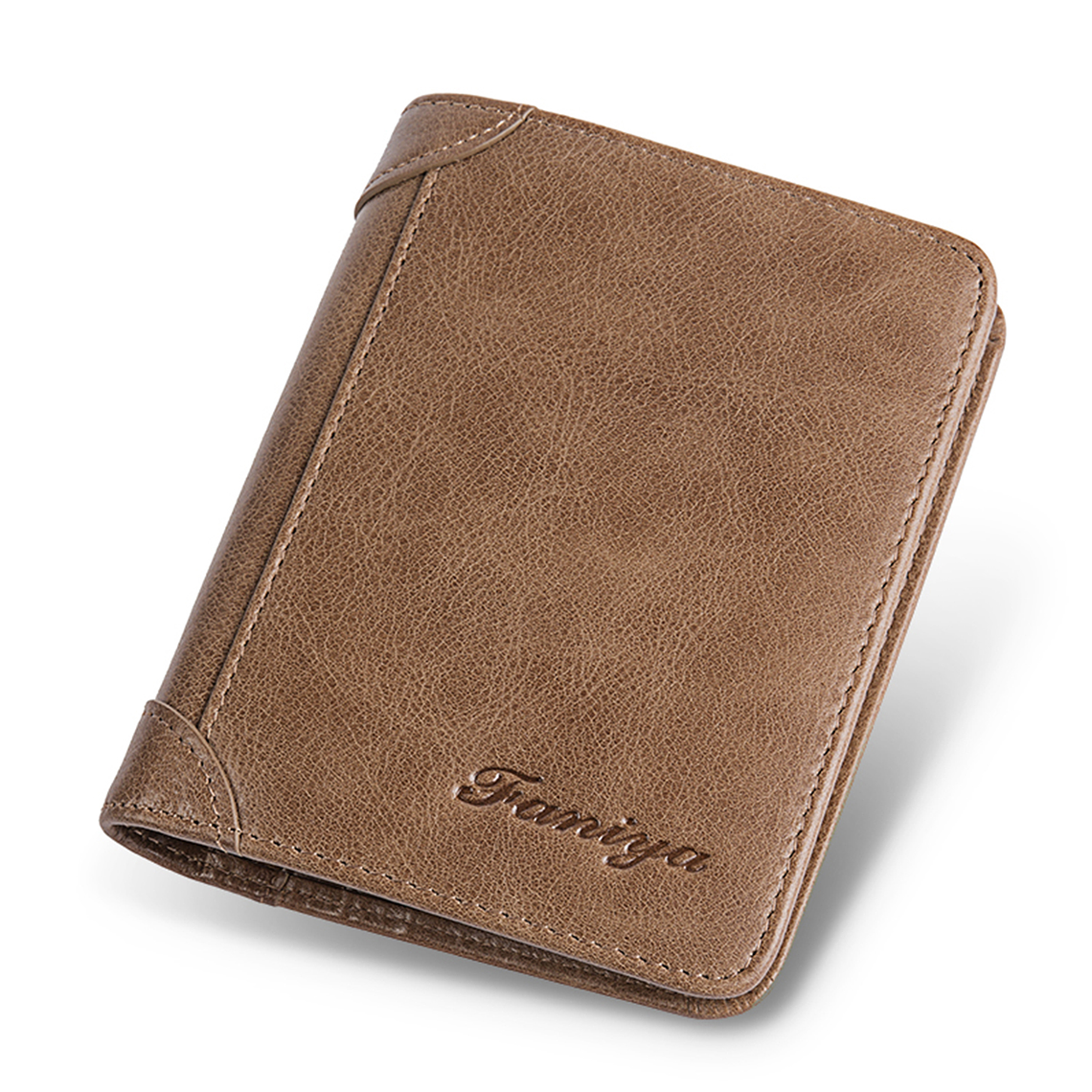 Billetera Cuero Hombre Bloqueo RFID Bolsillo Tarjeta Sim 6092 Caqui 1