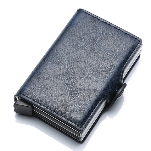 Billetera Tarjetero UBMD Aluminio Bloqueo RFID Hombres 9768 Azul Zafiro