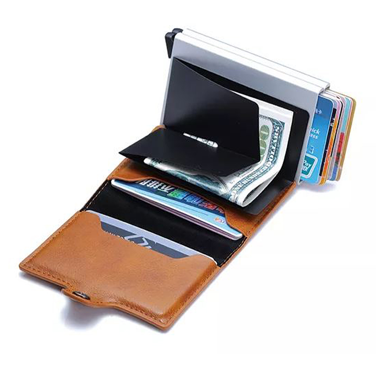 Billetera Tarjetero UBMD Aluminio Bloqueo RFID Hombres 9768 Azul Zafiro 3