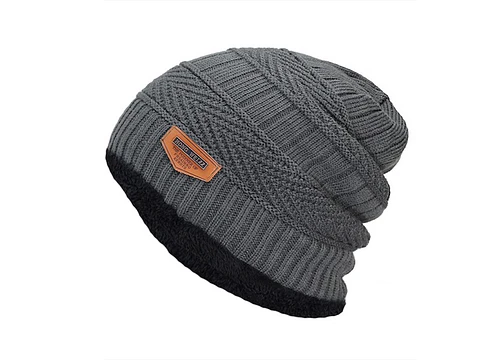 Gorro Invierno Hombre Tejido Grueso Punto Algodon HW Gris