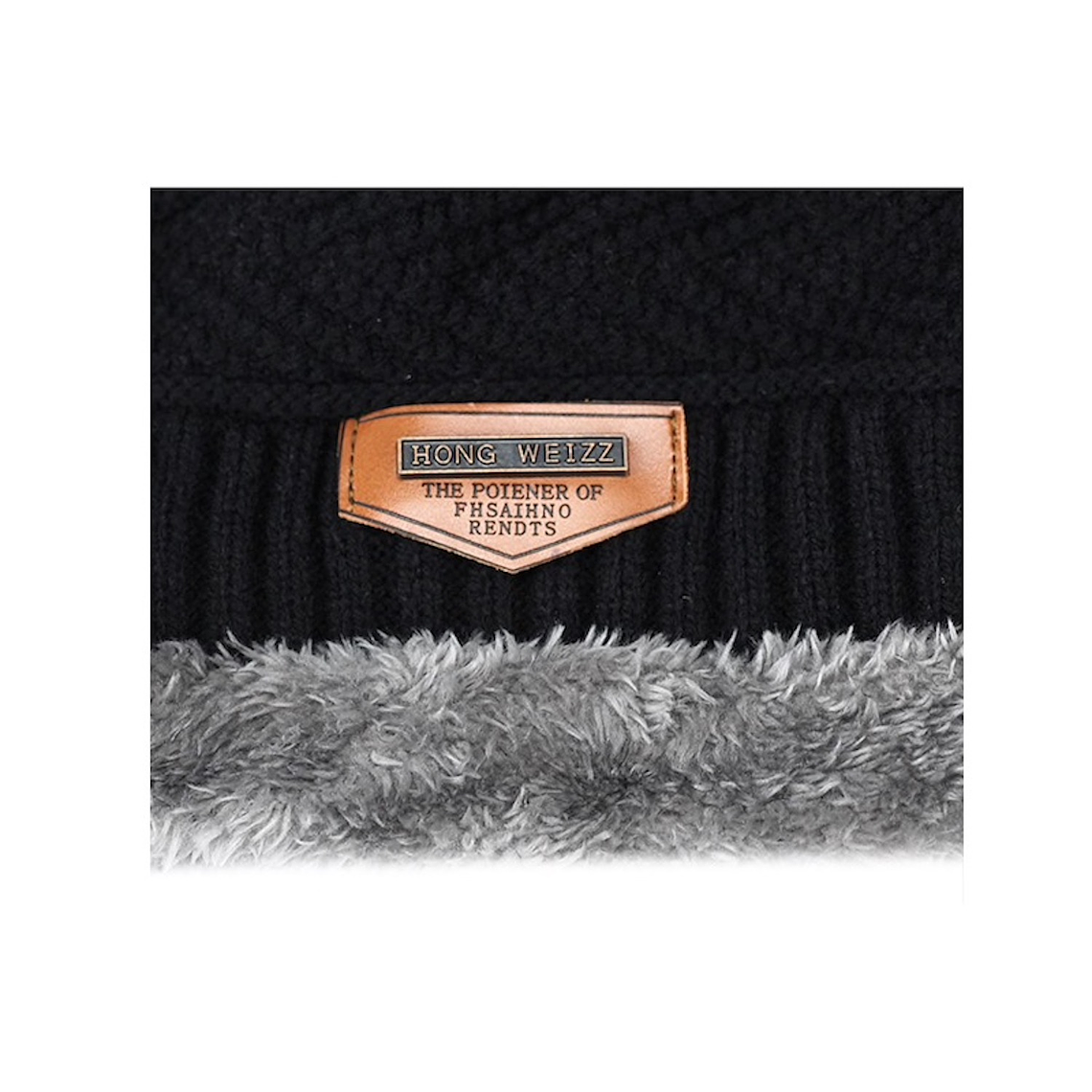 Gorro Invierno Hombre Tejido Grueso Punto Algodon HW Gris 2