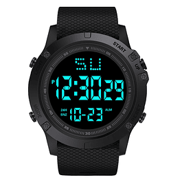Reloj Digital LED Hombre Deportivo Tipo Militar Alarma 653 Negro