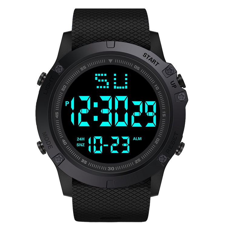 Reloj Digital LED Hombre Deportivo Tipo Militar Alarma 653 Negro 1