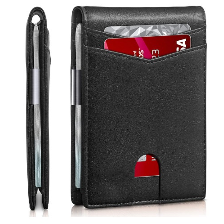 Billetera Delgada Cuero Hombre Correa Elastica RFID 102A  1