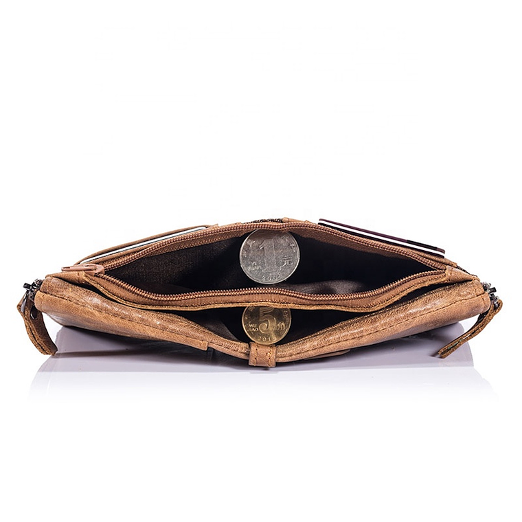 Billetera Cuero PU Hombre Monedero RFID BULLCAPTAIN QB06 Marron 2