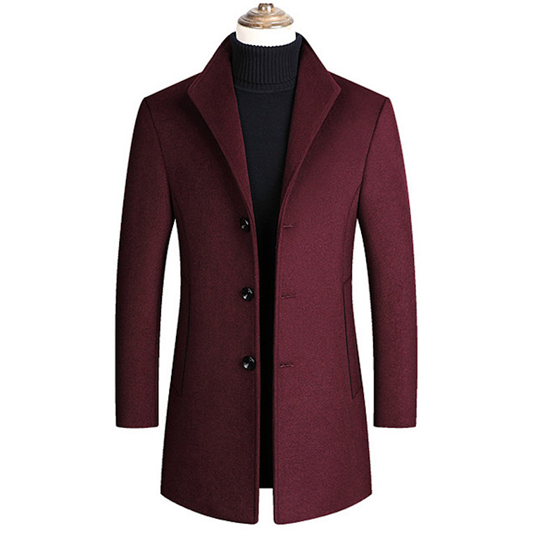 Chaqueta Abrigo Largo Hombre Casual SA837 Vinotinto 1